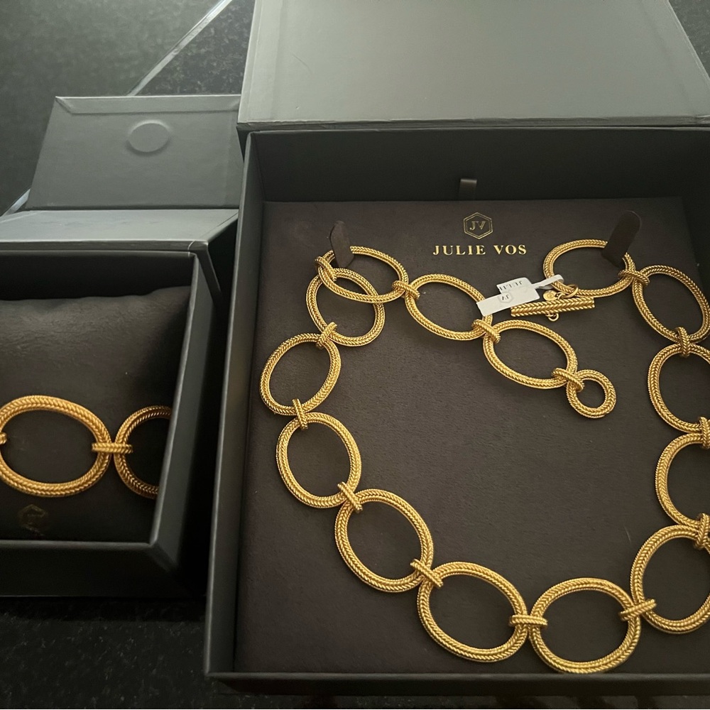 Julie Vos Windsor Oval Link Bracelet & Necklace Set NEW